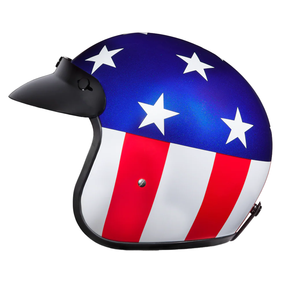 4636-dot-approved-daytona-cruiser-open-face-motorcycle-helmet-men-women-youth-with-visor-graphics-w-captain-america-5.webp DOT Approved Daytona Cruiser Open Face Motorcycle Helmet - Men, Women & Youth - With Visor & Graphics - W/ Captain America