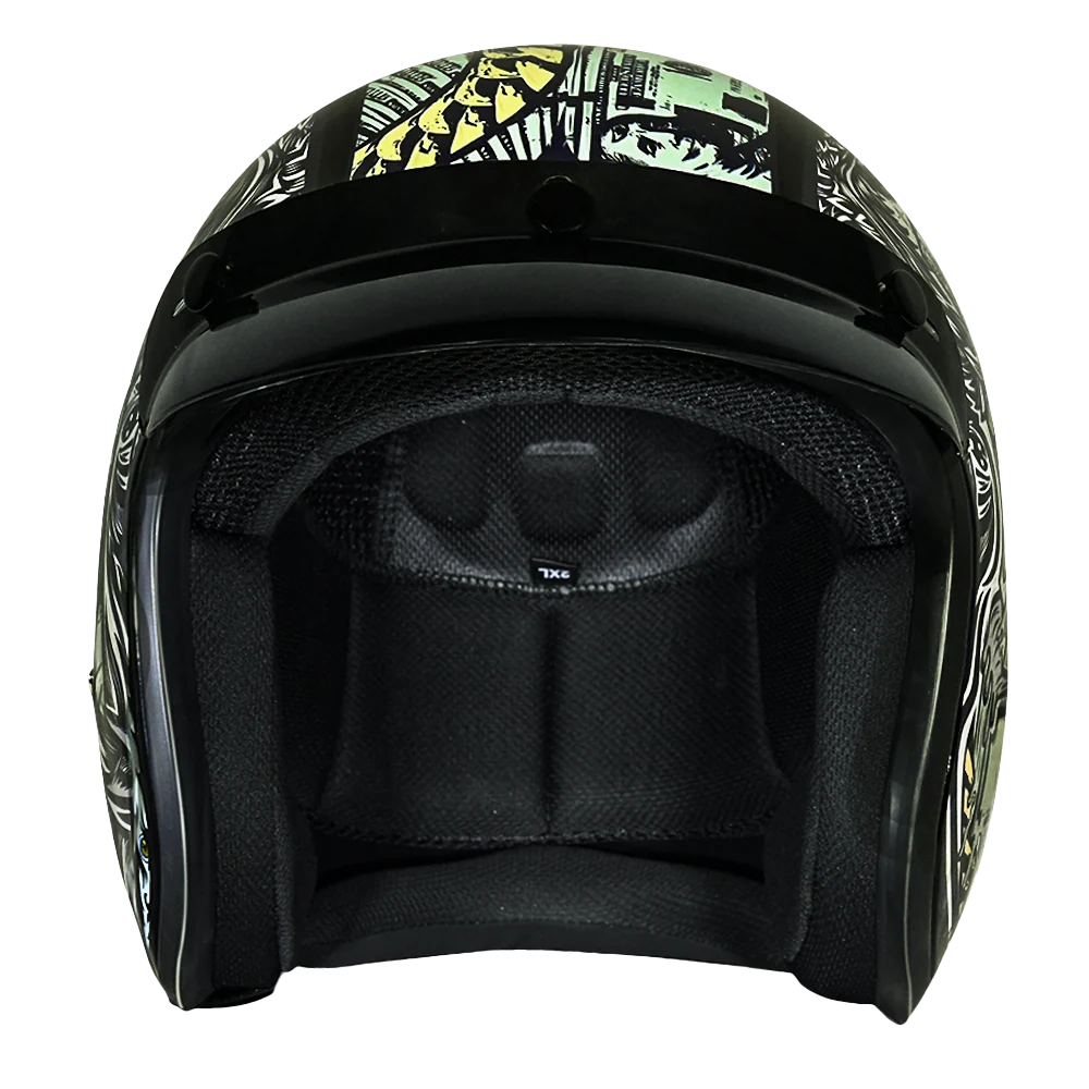 4658-dot-approved-daytona-cruiser-open-face-motorcycle-helmet-men-women-youth-with-visor-graphics-w-money-2.webp DOT Approved Daytona Cruiser Open Face Motorcycle Helmet - Men, Women & Youth - With Visor & Graphics - W/ Money