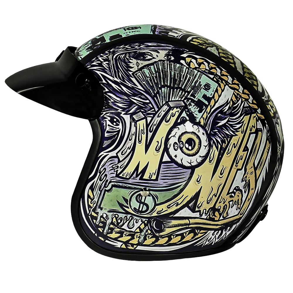 4658-dot-approved-daytona-cruiser-open-face-motorcycle-helmet-men-women-youth-with-visor-graphics-w-money-6.webp DOT Approved Daytona Cruiser Open Face Motorcycle Helmet - Men, Women & Youth - With Visor & Graphics - W/ Money