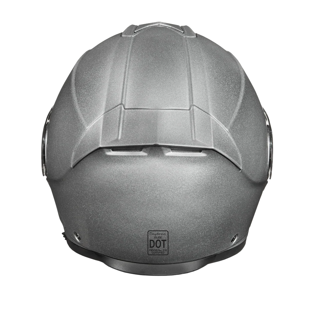 Daytona Glide Modular Motorcycle Helmet - DOT Approved, Bluetooth Ready, Dual Visor, Men/Women/Youth- Silver Metallic