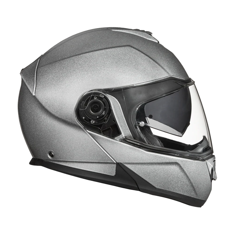 Daytona Glide Modular Motorcycle Helmet - DOT Approved, Bluetooth Ready, Dual Visor, Men/Women/Youth- Silver Metallic
