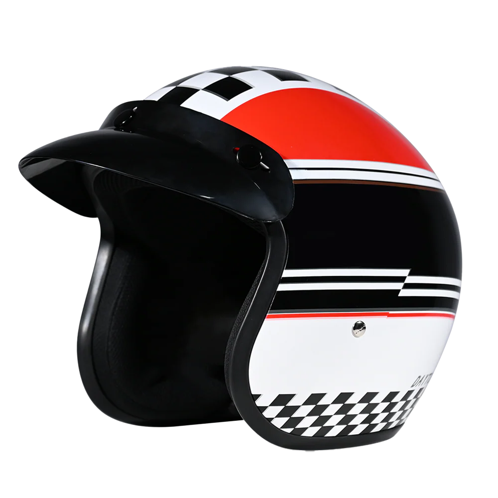 DOT Approved Daytona Cruiser Open Face Motorcycle Helmet - Men, Women & Youth - With Visor & Graphics - W/ Daytona Classic