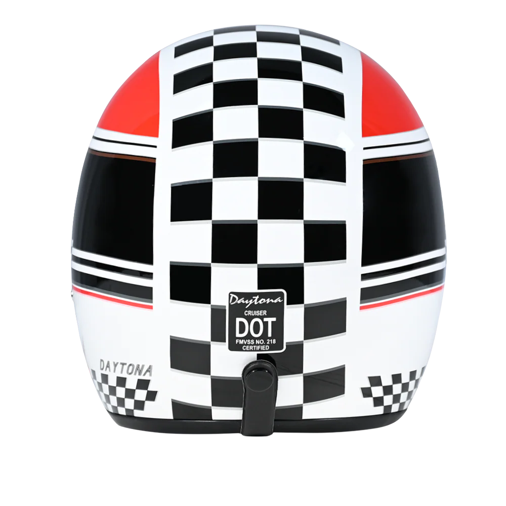 DOT Approved Daytona Cruiser Open Face Motorcycle Helmet - Men, Women & Youth - With Visor & Graphics - W/ Daytona Classic
