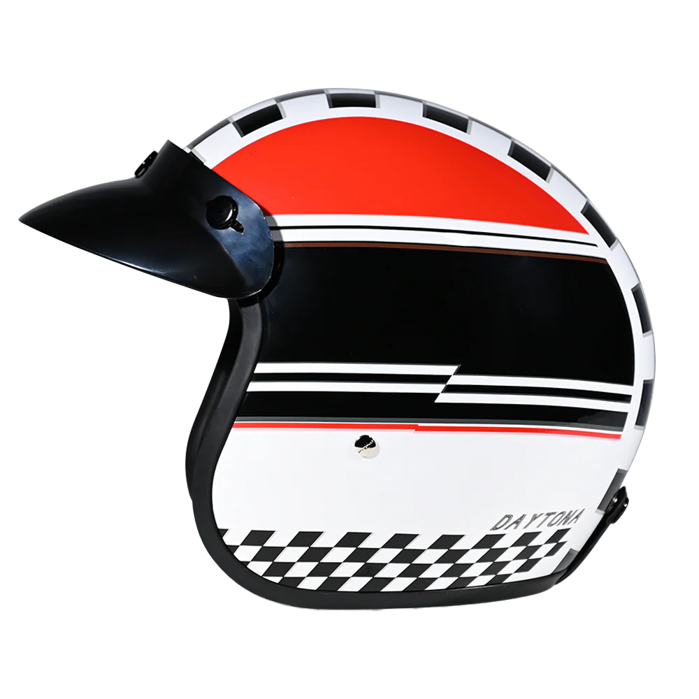 DOT Approved Daytona Cruiser Open Face Motorcycle Helmet - Men, Women & Youth - With Visor & Graphics - W/ Daytona Classic