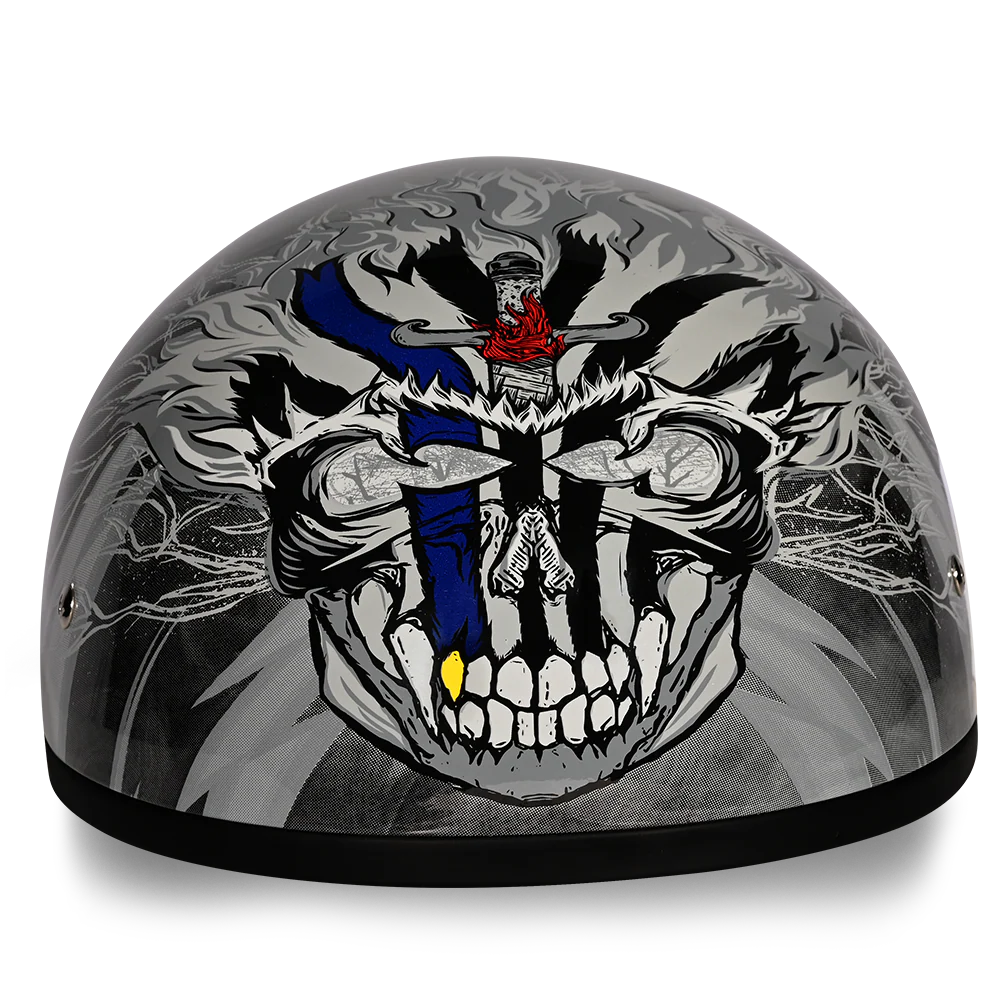 4768-dot-approved-daytona-motorcycle-half-face-helmet-skull-cap-graphics-for-men-women-scooters-atvs-utvs-choppers-w-thunder-1.webp DOT Approved Daytona Motorcycle Half Face Helmet - Skull Cap Graphics for Men & Women, Scooters, ATVs, UTVs & Choppers - W/ Thunder