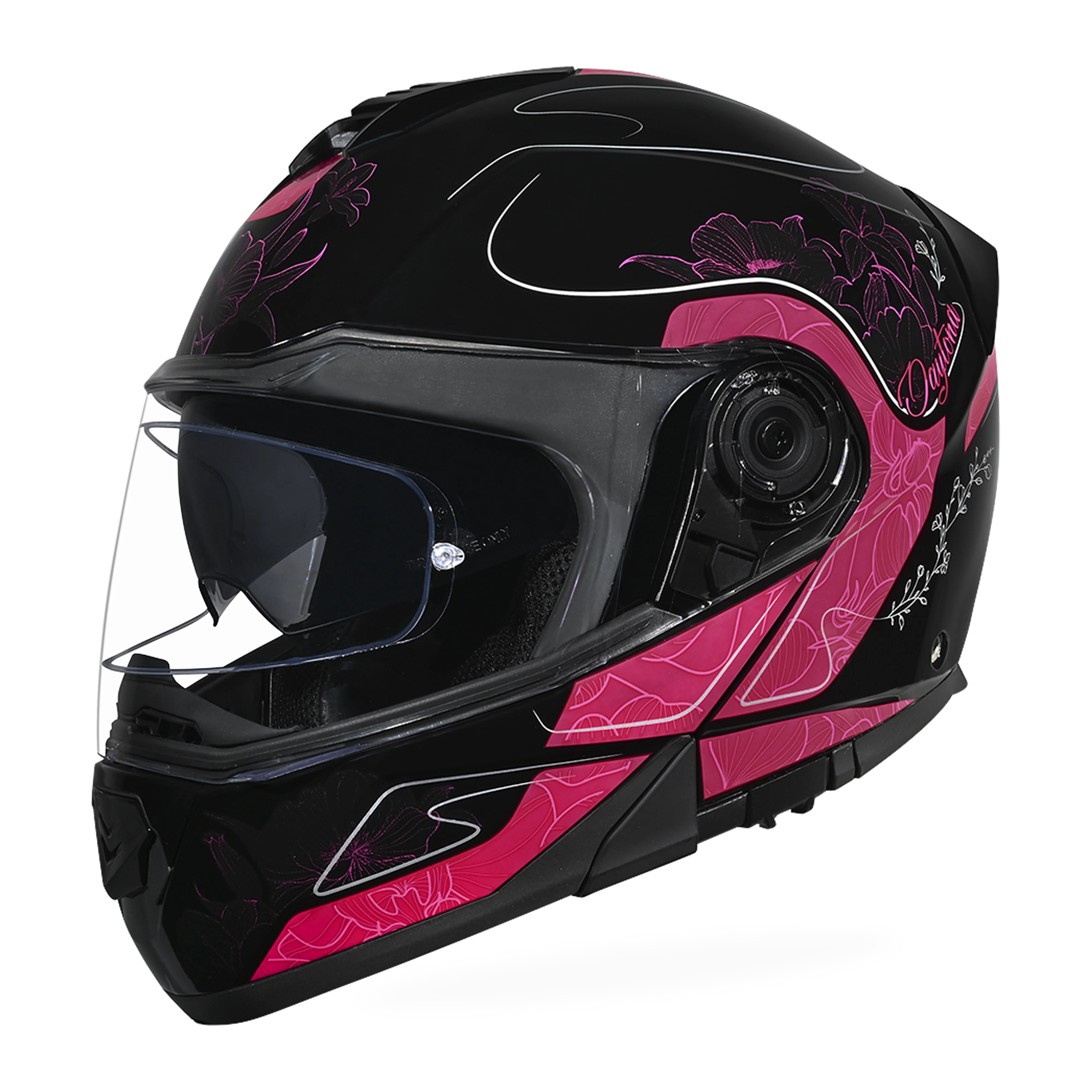 4786-daytona-glide-modular-motorcycle-helmet-dot-approved-bluetooth-ready-dual-visor-men-women-youth-w-flowers-2.webp Daytona Glide Modular Motorcycle Helmet - DOT Approved, Bluetooth Ready, Dual Visor, Men/Women/Youth - W/ Flowers
