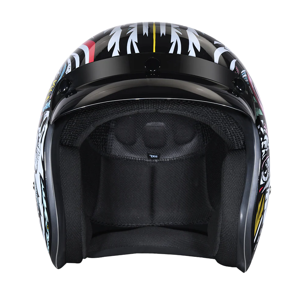 4864-dot-approved-daytona-cruiser-open-face-motorcycle-helmet-men-women-youth-with-visor-graphics-w-tribal-2.webp DOT Approved Daytona Cruiser Open Face Motorcycle Helmet - Men, Women & Youth - With Visor & Graphics - W/ Tribal