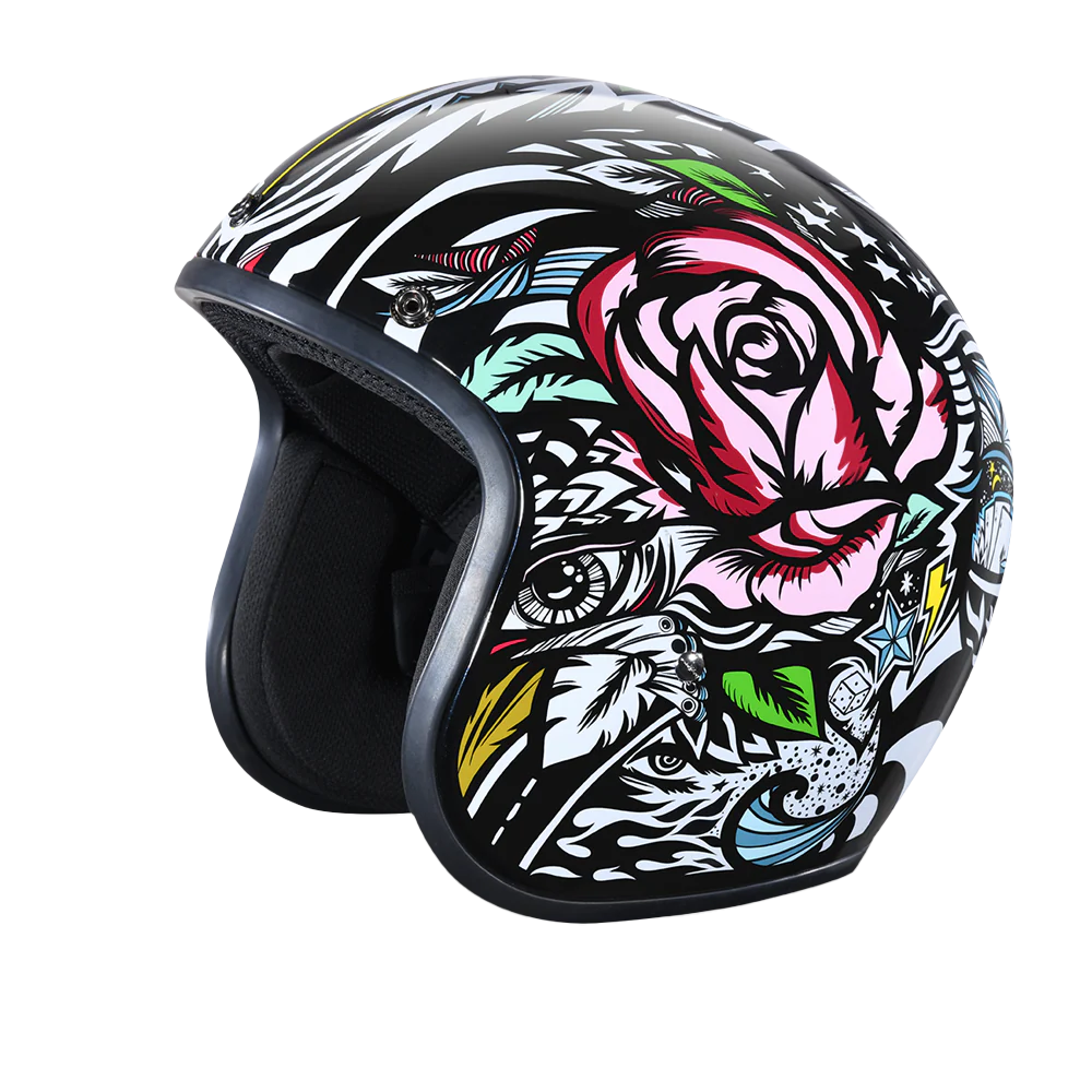 4864-dot-approved-daytona-cruiser-open-face-motorcycle-helmet-men-women-youth-with-visor-graphics-w-tribal-6.webp DOT Approved Daytona Cruiser Open Face Motorcycle Helmet - Men, Women & Youth - With Visor & Graphics - W/ Tribal