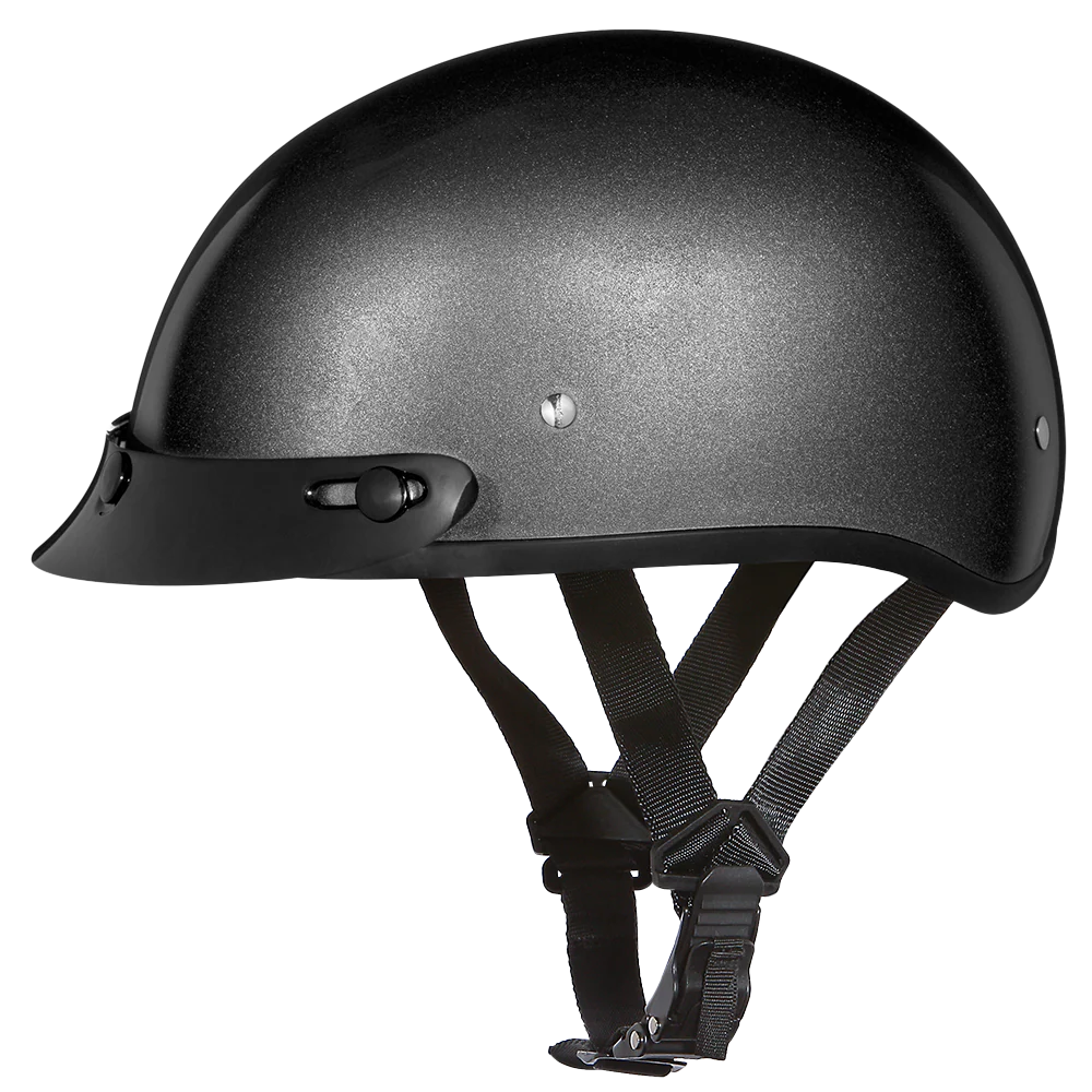 DOT Approved Daytona Skull Cap Half Shell Motorcycle Helmet - Beanie Style for Motorcycles, Cruisers, Scooters, and Mopeds - Gun Metal Grey Metallic