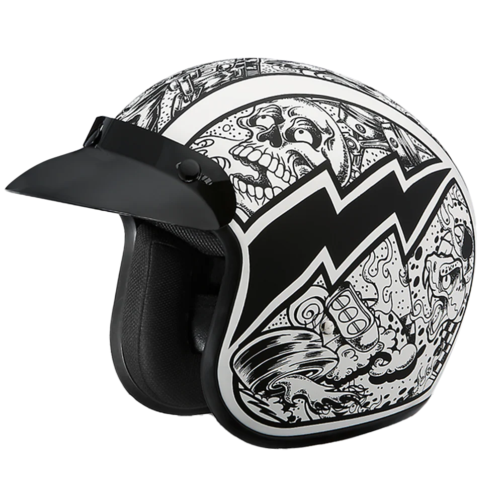 4881-dot-approved-daytona-cruiser-open-face-motorcycle-helmet-men-women-youth-with-visor-graphics-w-graffiti-1.webp DOT Approved Daytona Cruiser Open Face Motorcycle Helmet - Men, Women & Youth - With Visor & Graphics - W/ Graffiti