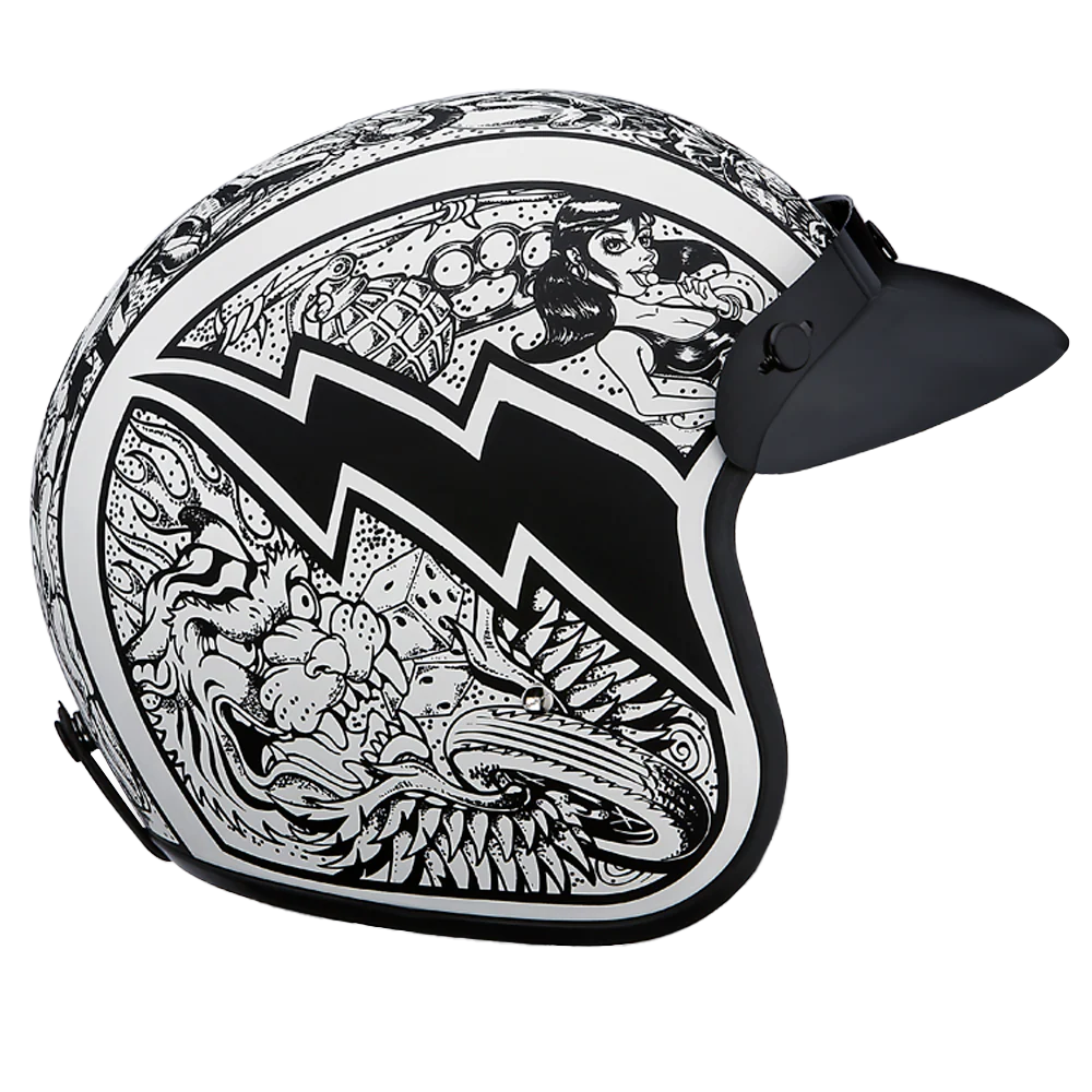 4881-dot-approved-daytona-cruiser-open-face-motorcycle-helmet-men-women-youth-with-visor-graphics-w-graffiti-3.webp DOT Approved Daytona Cruiser Open Face Motorcycle Helmet - Men, Women & Youth - With Visor & Graphics - W/ Graffiti