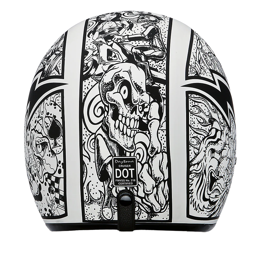 4881-dot-approved-daytona-cruiser-open-face-motorcycle-helmet-men-women-youth-with-visor-graphics-w-graffiti-4.webp DOT Approved Daytona Cruiser Open Face Motorcycle Helmet - Men, Women & Youth - With Visor & Graphics - W/ Graffiti