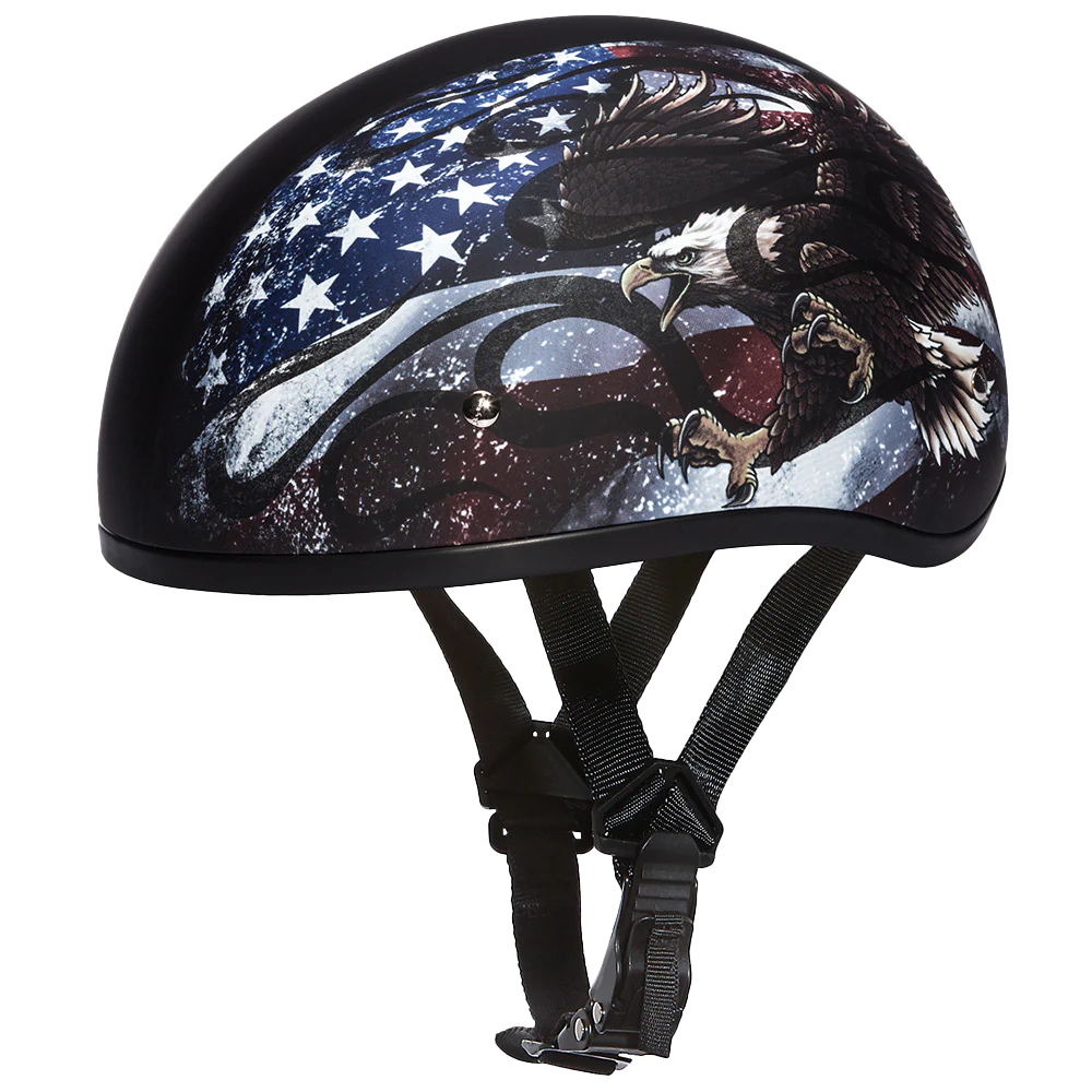 4888-dot-approved-daytona-motorcycle-half-face-helmet-skull-cap-graphics-for-men-women-scooters-atvs-utvs-choppers-w-usa-1.webp DOT Approved Daytona Motorcycle Half Face Helmet - Skull Cap Graphics for Men & Women, Scooters, ATVs, UTVs & Choppers - W/ USA