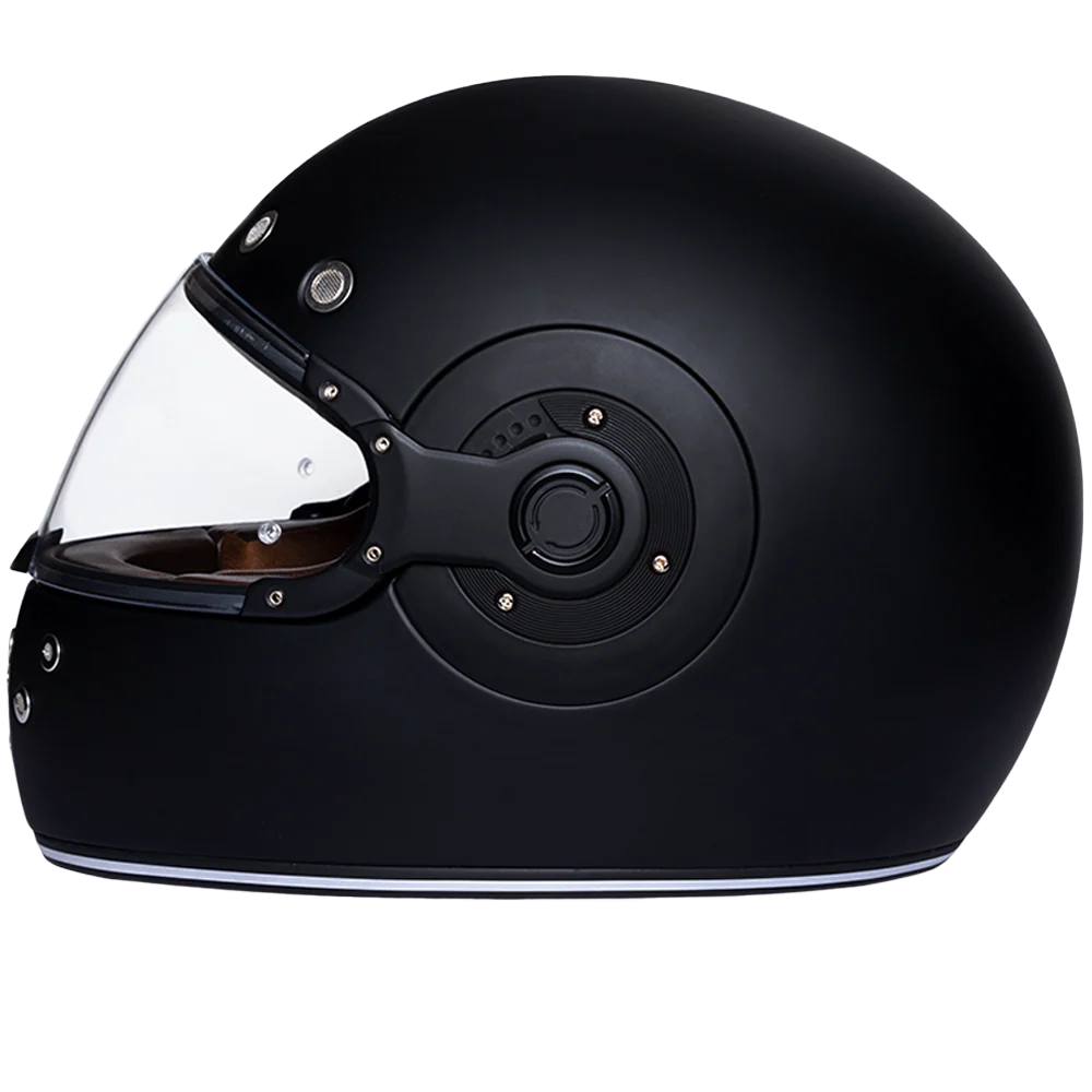 DOT Daytona Retro Full Face Motorcycle Helmet: Vintage Style for Men, Women, & Youth - Dull Black W/ Dull Black Accents