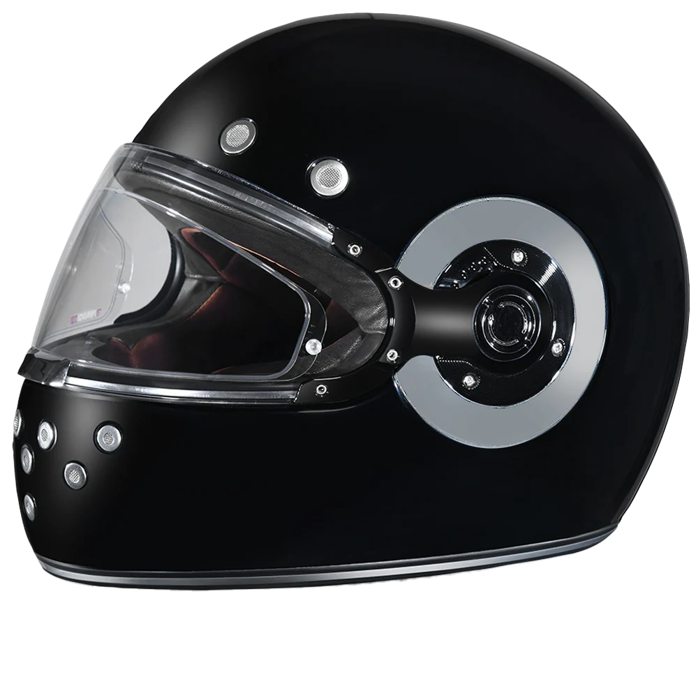 DOT Daytona Retro Full Face Motorcycle Helmet: Vintage Style for Men, Women, & Youth - Hi-Gloss Black w/ Chrome Accents