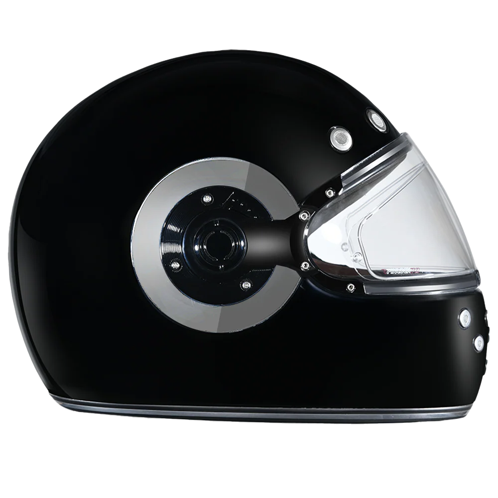 DOT Daytona Retro Full Face Motorcycle Helmet: Vintage Style for Men, Women, & Youth - Hi-Gloss Black w/ Chrome Accents
