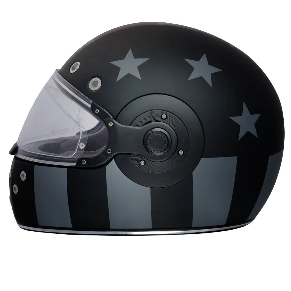 DOT Daytona Retro Full Face Motorcycle Helmet: Vintage Style for Men, Women, & Youth - W/ Captain America Stealth