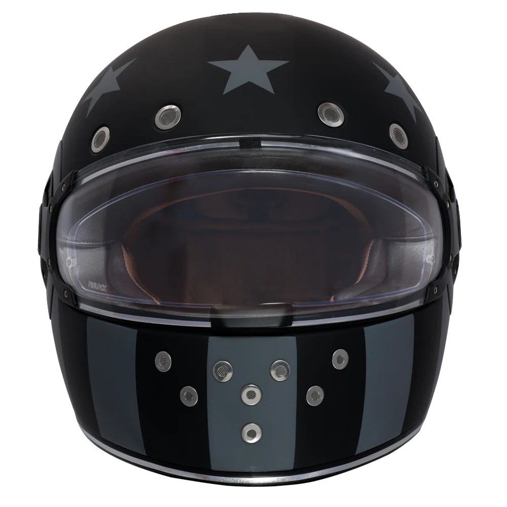DOT Daytona Retro Full Face Motorcycle Helmet: Vintage Style for Men, Women, & Youth - W/ Captain America Stealth