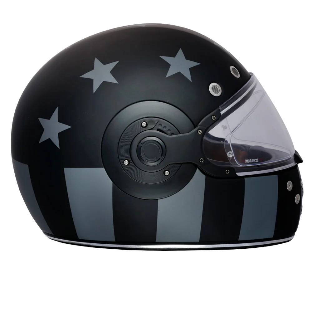 DOT Daytona Retro Full Face Motorcycle Helmet: Vintage Style for Men, Women, & Youth - W/ Captain America Stealth