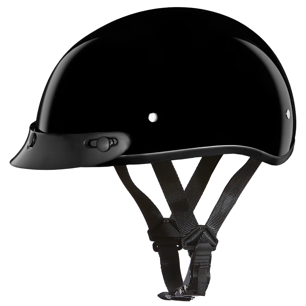 DOT Approved Daytona Skull Cap Half Shell Motorcycle Helmet - Beanie Style for Motorcycles, Cruisers, Scooters, and Mopeds - Hi-Gloss Black