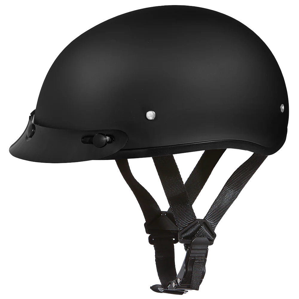 DOT Approved Daytona Skull Cap Half Shell Motorcycle Helmet - Beanie Style for Motorcycles, Cruisers, Scooters, and Mopeds - Dull Black