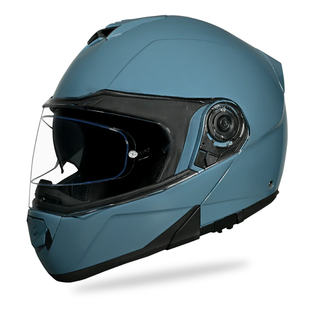 Daytona Glide Modular Motorcycle Helmet - DOT Approved, Bluetooth Ready, Dual Visor, Men/Women/Youth- Shark Blu