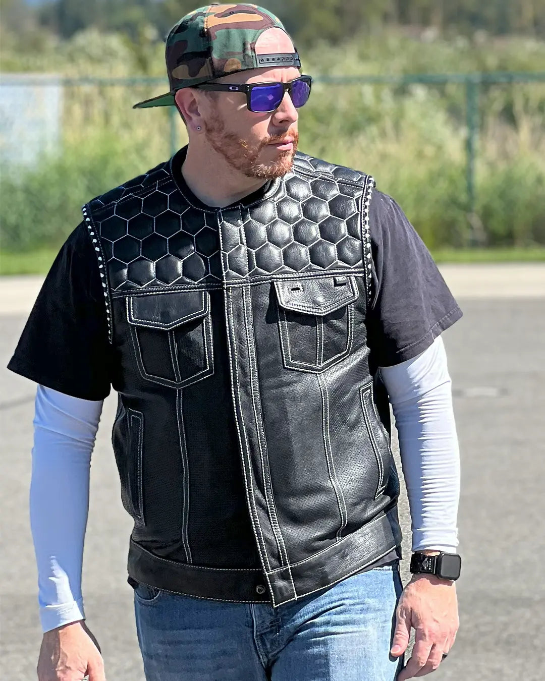 526-hornet-perforated-men-s-club-style-leather-vest-23.jpg Hornet Perforated Men's Club Style Leather Vest