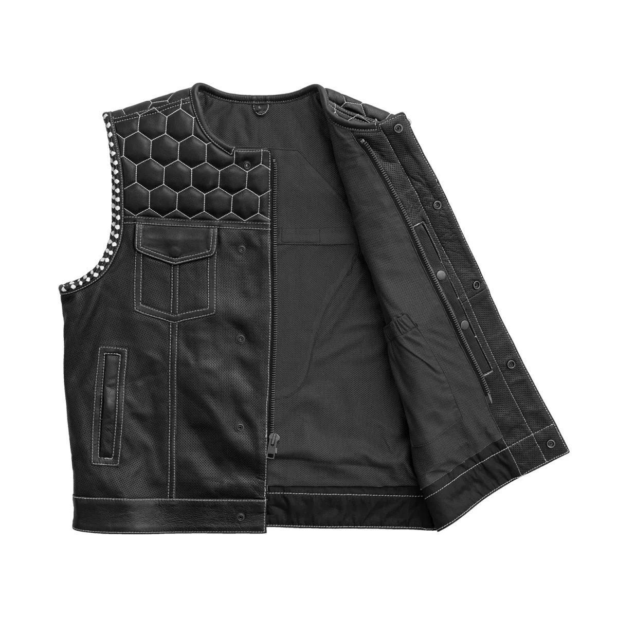 526-hornet-perforated-men-s-club-style-leather-vest-4.webp Hornet Perforated Men's Club Style Leather Vest