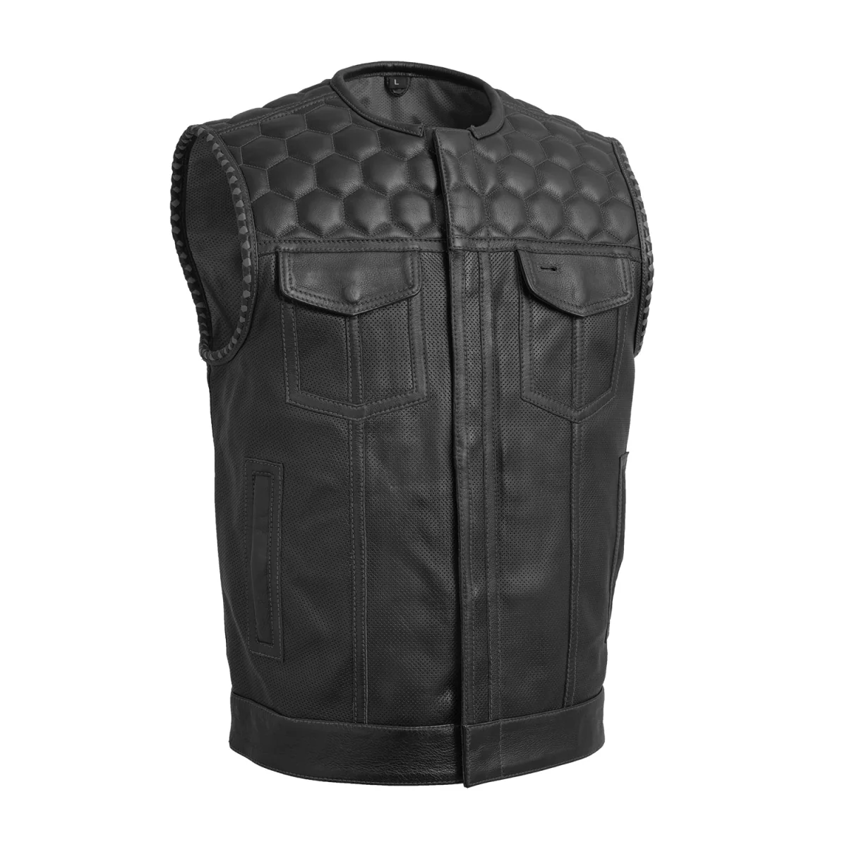 526-hornet-perforated-men-s-club-style-leather-vest-6.webp Hornet Perforated Men's Club Style Leather Vest