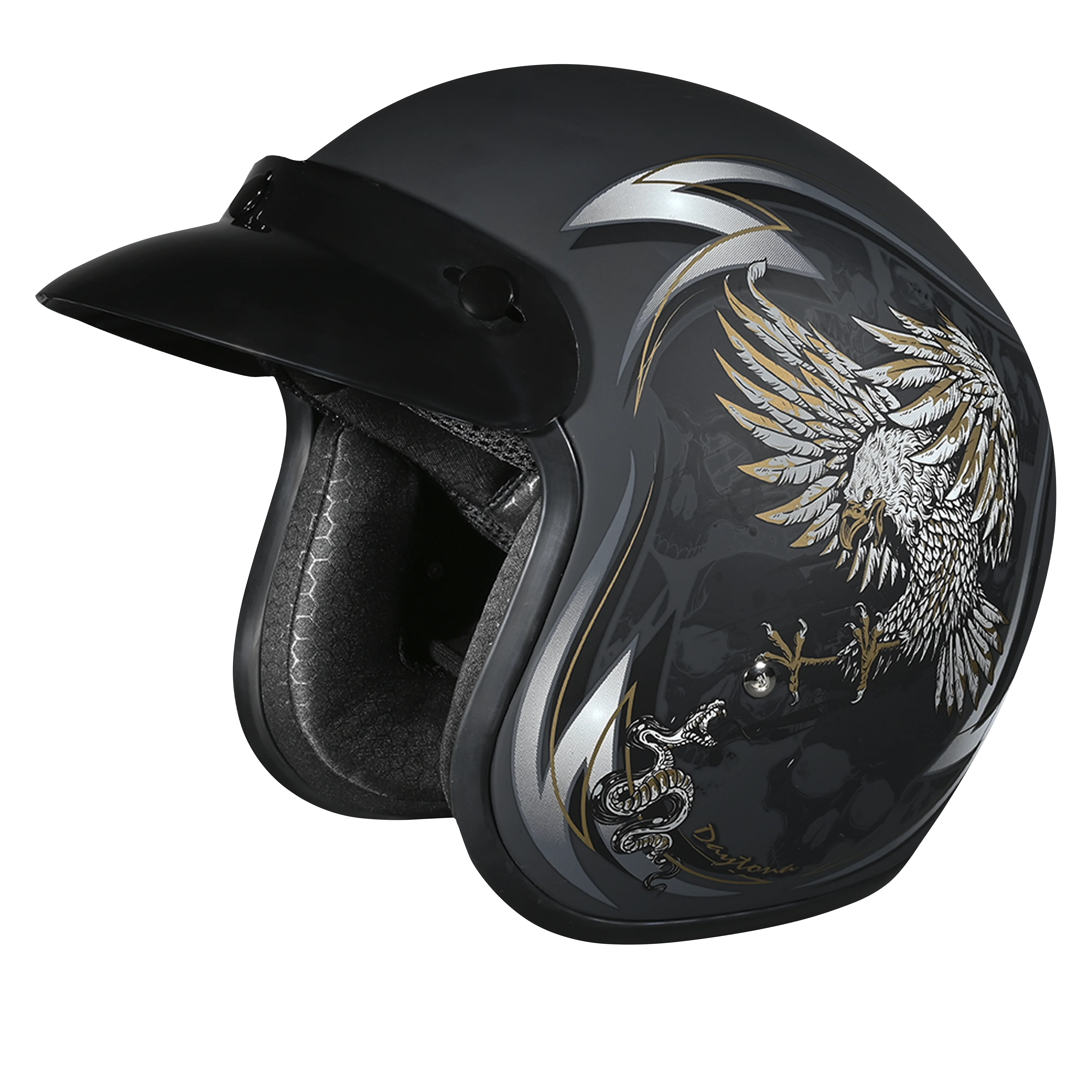 5329-dot-approved-daytona-cruiser-open-face-motorcycle-helmet-men-women-youth-with-visor-graphics-w-wild-soul-1.webp DOT Approved Daytona Cruiser Open Face Motorcycle Helmet - Men, Women & Youth - With Visor & Graphics - W/ Wild Soul