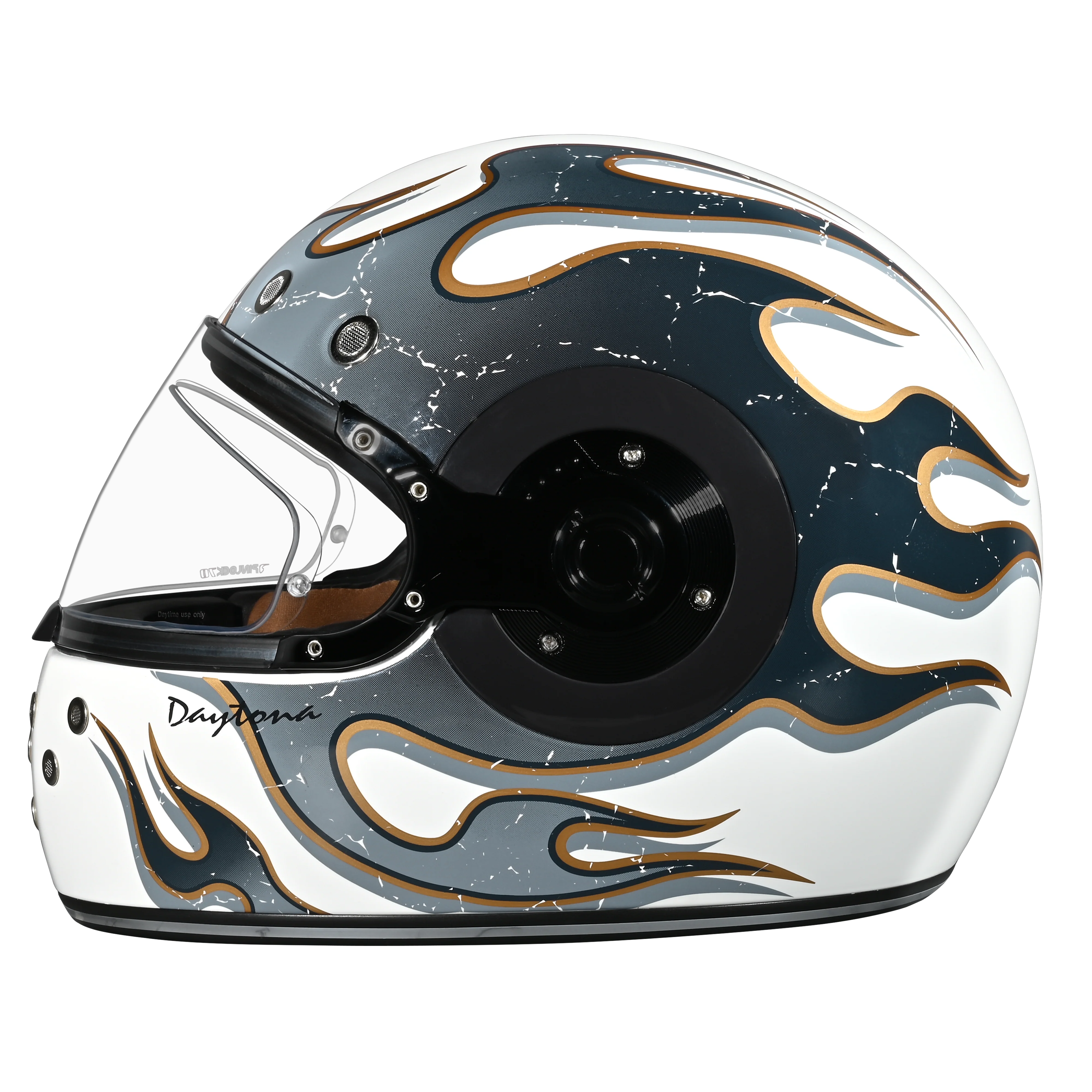 DOT Daytona Retro Full Face Motorcycle Helmet: Vintage Style for Men, Women, & Youth - W/ Flames