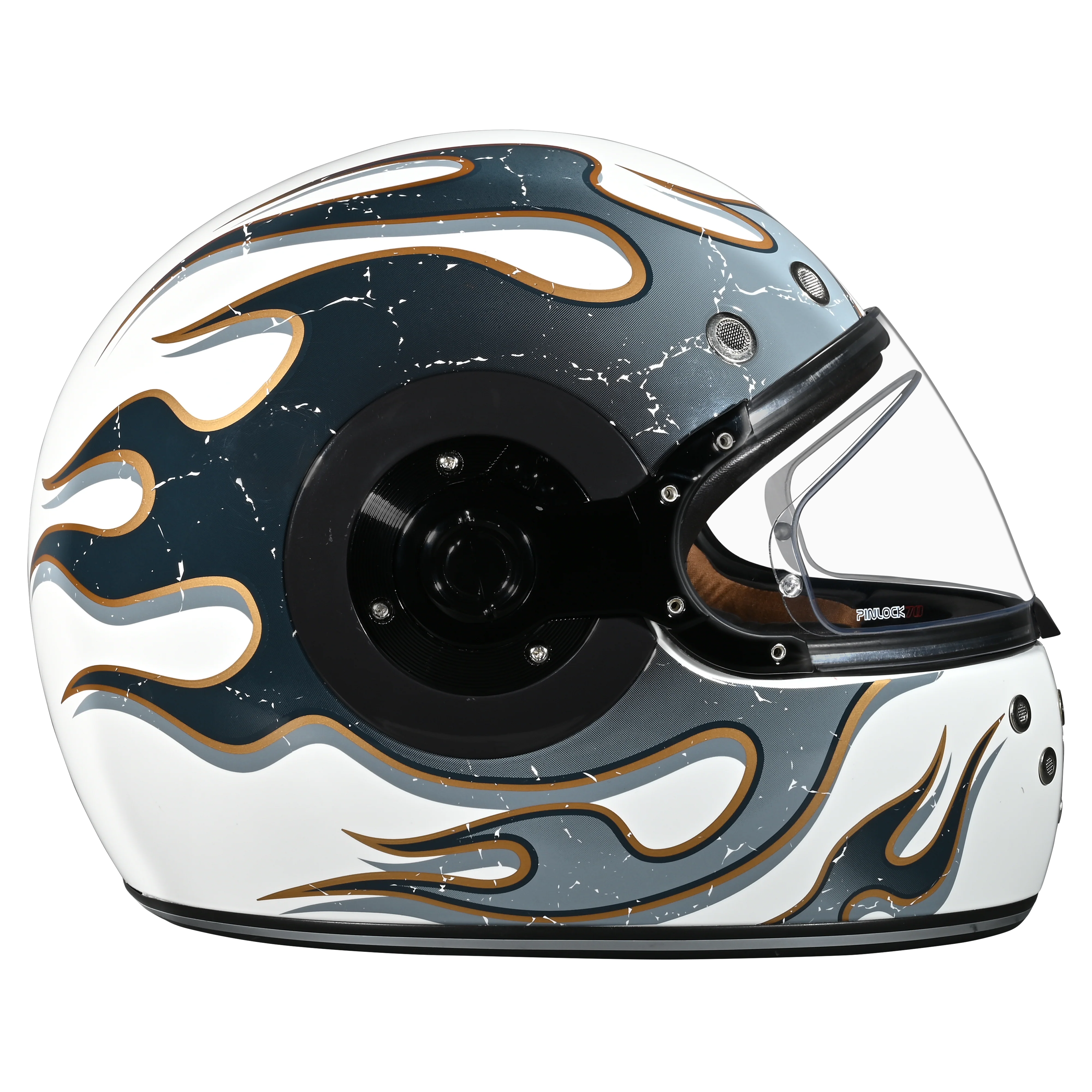 DOT Daytona Retro Full Face Motorcycle Helmet: Vintage Style for Men, Women, & Youth - W/ Flames