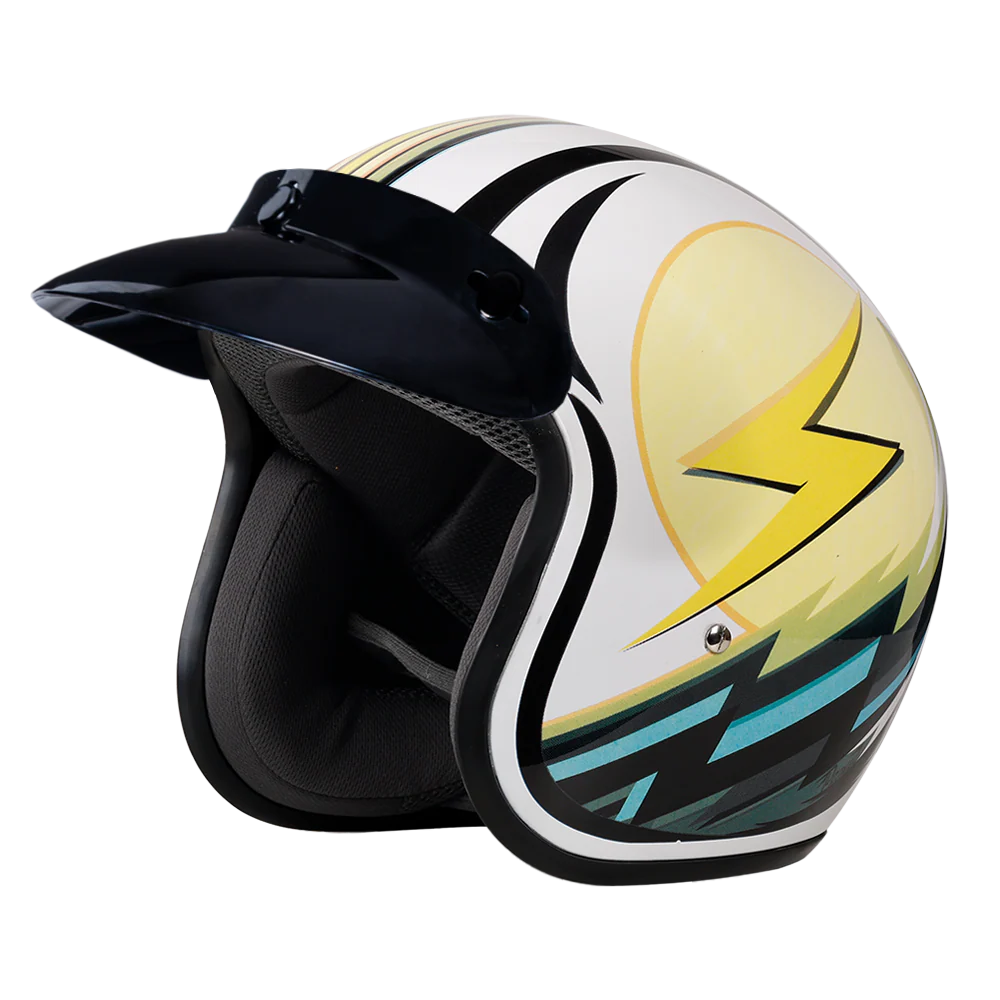 5685-dot-approved-daytona-cruiser-open-face-motorcycle-helmet-men-women-youth-with-visor-graphics-w-lightning-1.webp DOT Approved Daytona Cruiser Open Face Motorcycle Helmet - Men, Women & Youth - With Visor & Graphics - W/ Lightning