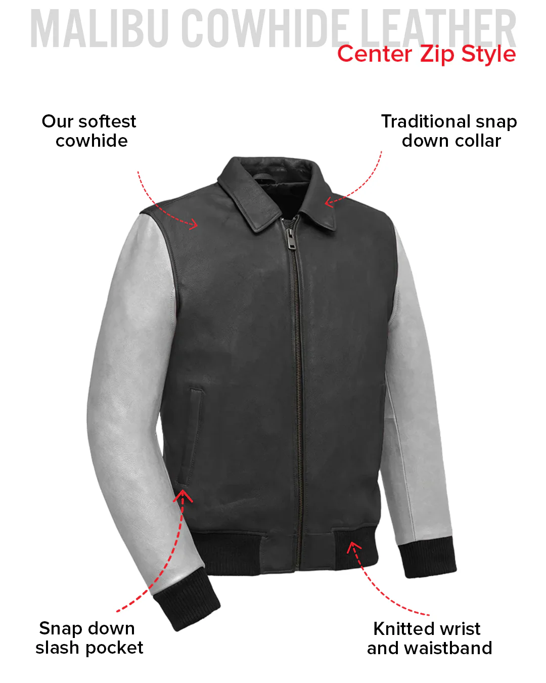 Moto Bomber Two Tone Men's Leather Jacket
