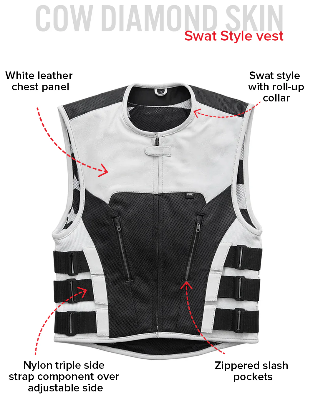 Jailbreak - Men's Swat Style Motorcycle Leather Vest