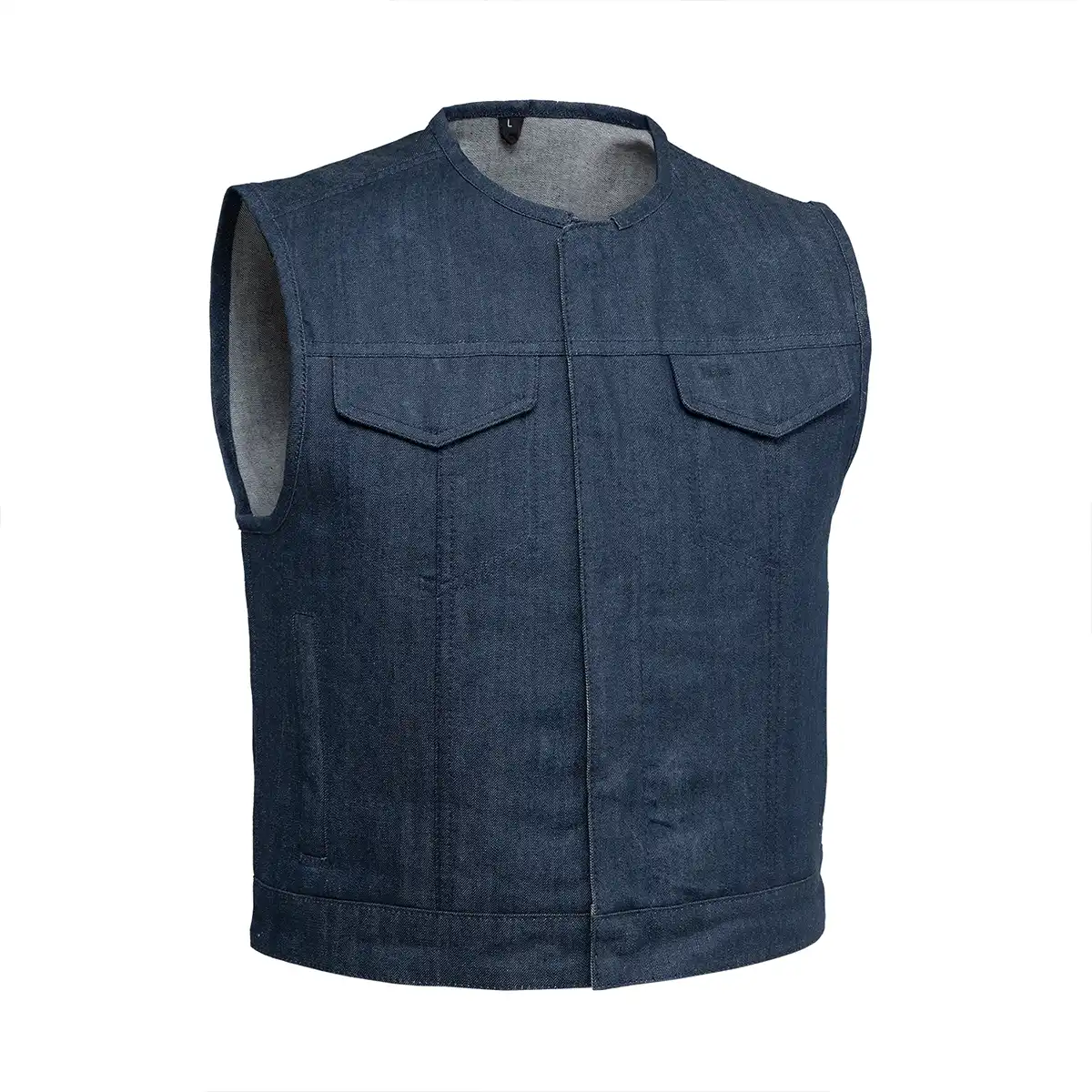 Lowside Men's Motorcycle Denim Vest (Blue)