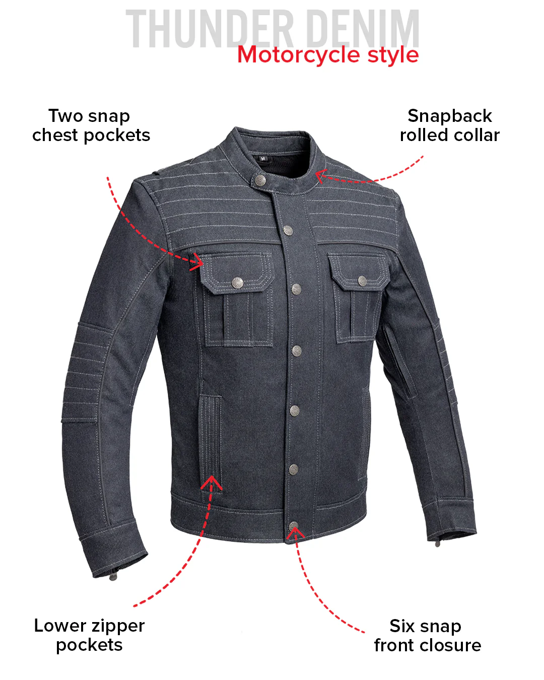 Rowdy Men's Thunder Denim Motorcycle Jacket