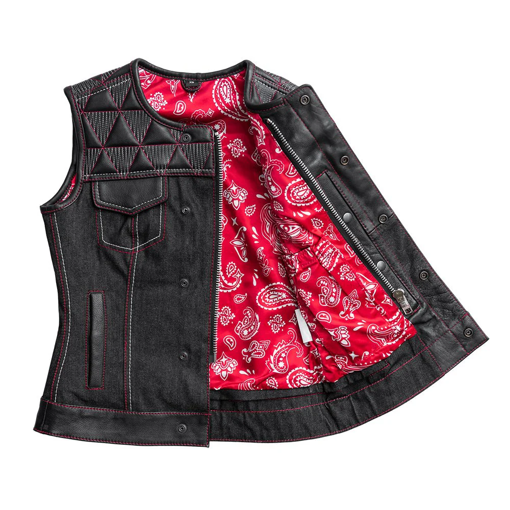 6610-delta-women-s-club-style-motorcycle-leather-denim-vest-limited-edition-3.webp Delta Women's Club Style Motorcycle Leather/Denim Vest - Limited Edition