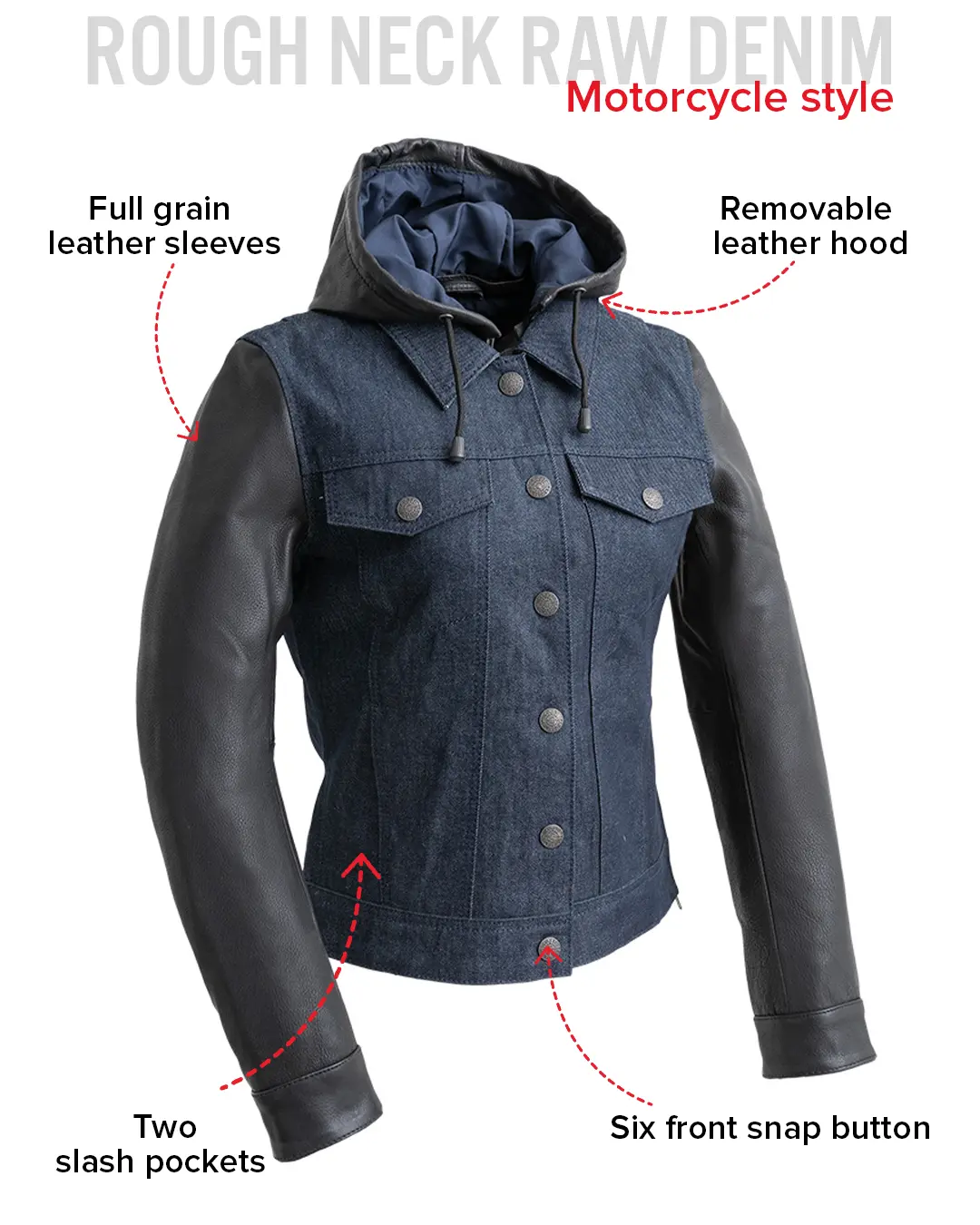 Holli - Motorcycle Denim/Leather Jacket