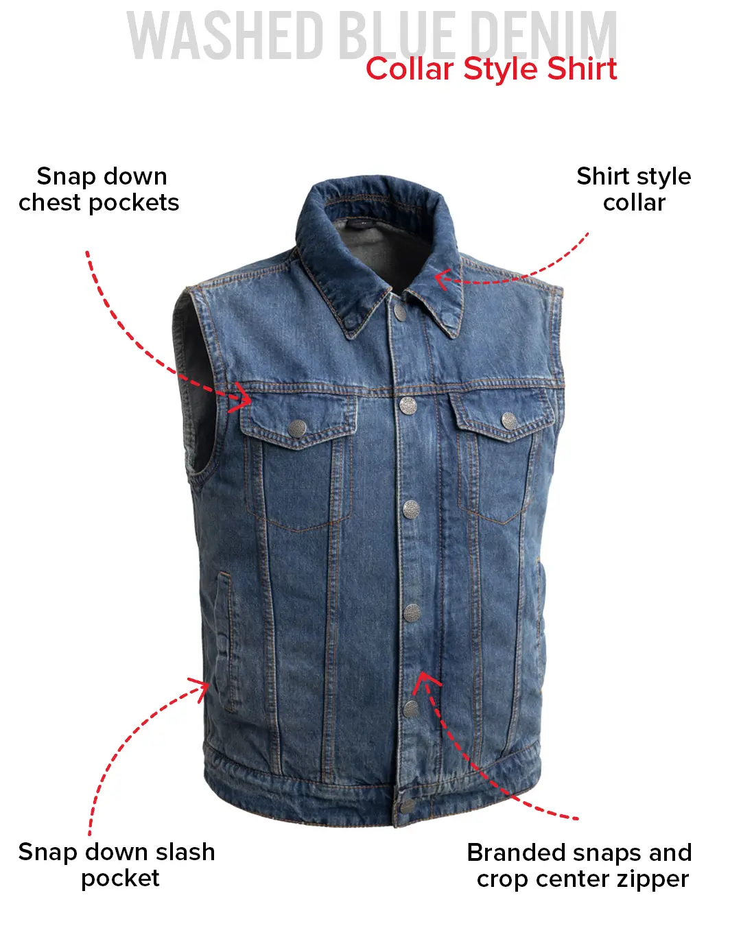 Showdown Motorcycle Lightweight Denim Vest