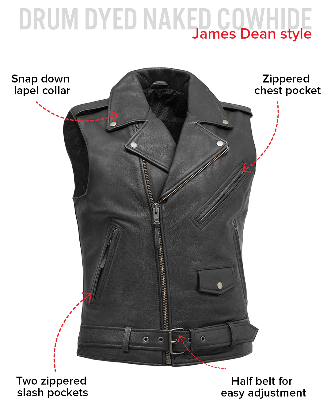 Rockin - Men's Motorcycle Leather Vest