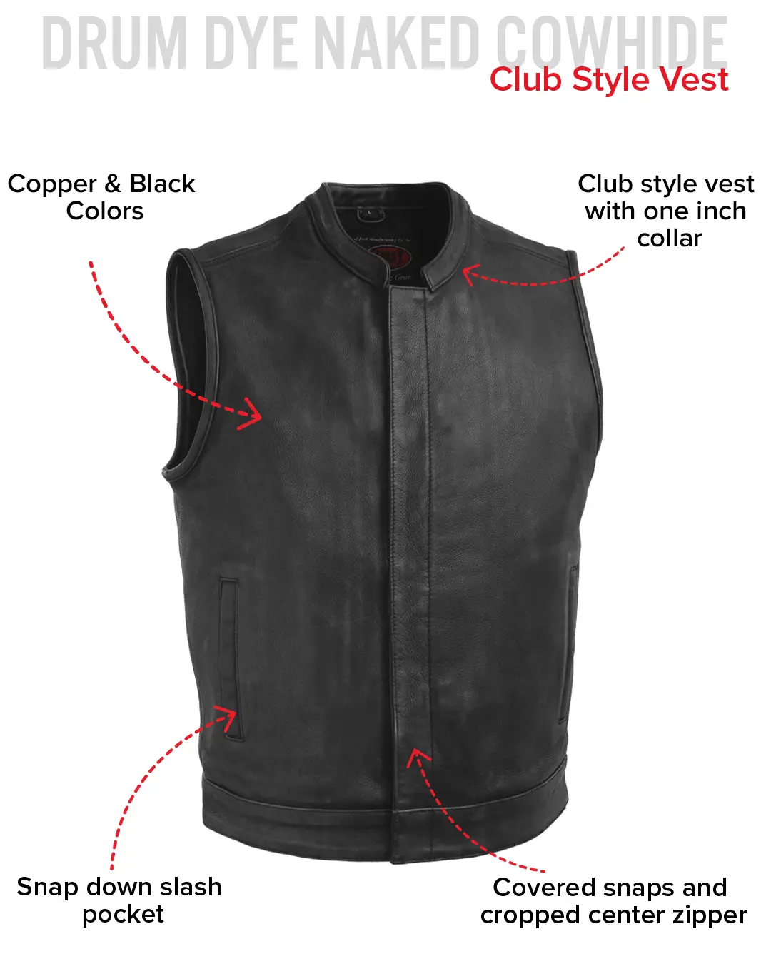 Top Rocker Men's Motorcycle Leather Vest