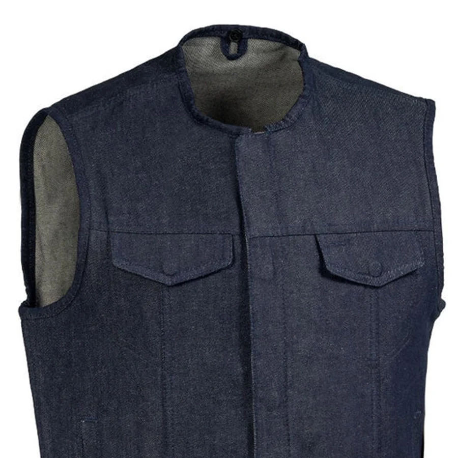Haywood Men's Motorcycle Denim Vest - Blue