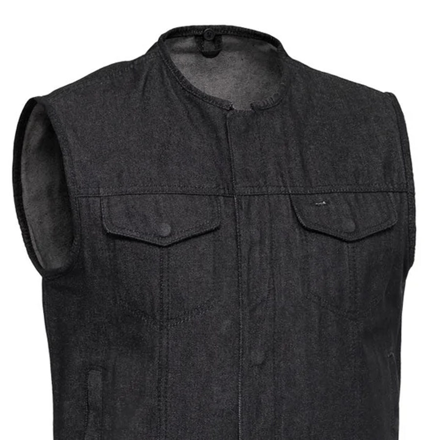 7676-haywood-men-s-motorcycle-denim-vest-black-3.jpg Haywood Men's Motorcycle Denim Vest - Black