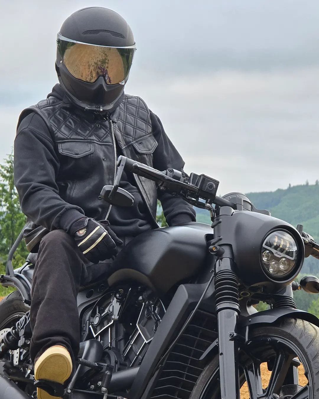 Downside Men's Motorcycle Leather Vest