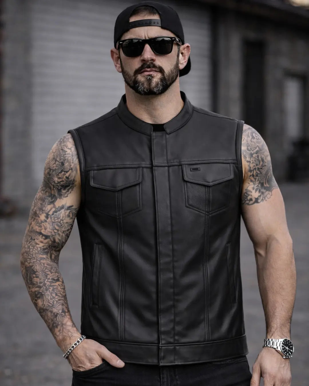 7745-hotshot-men-s-motorcycle-leather-vest-9.jpg Hotshot Men's Motorcycle Leather Vest