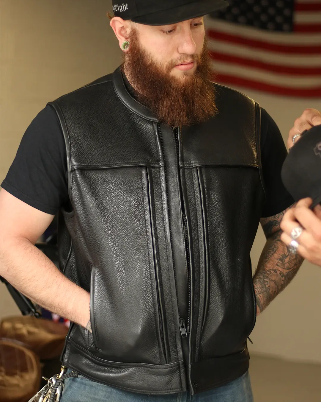 Rampage - Men's Motorcycle Leather Vest