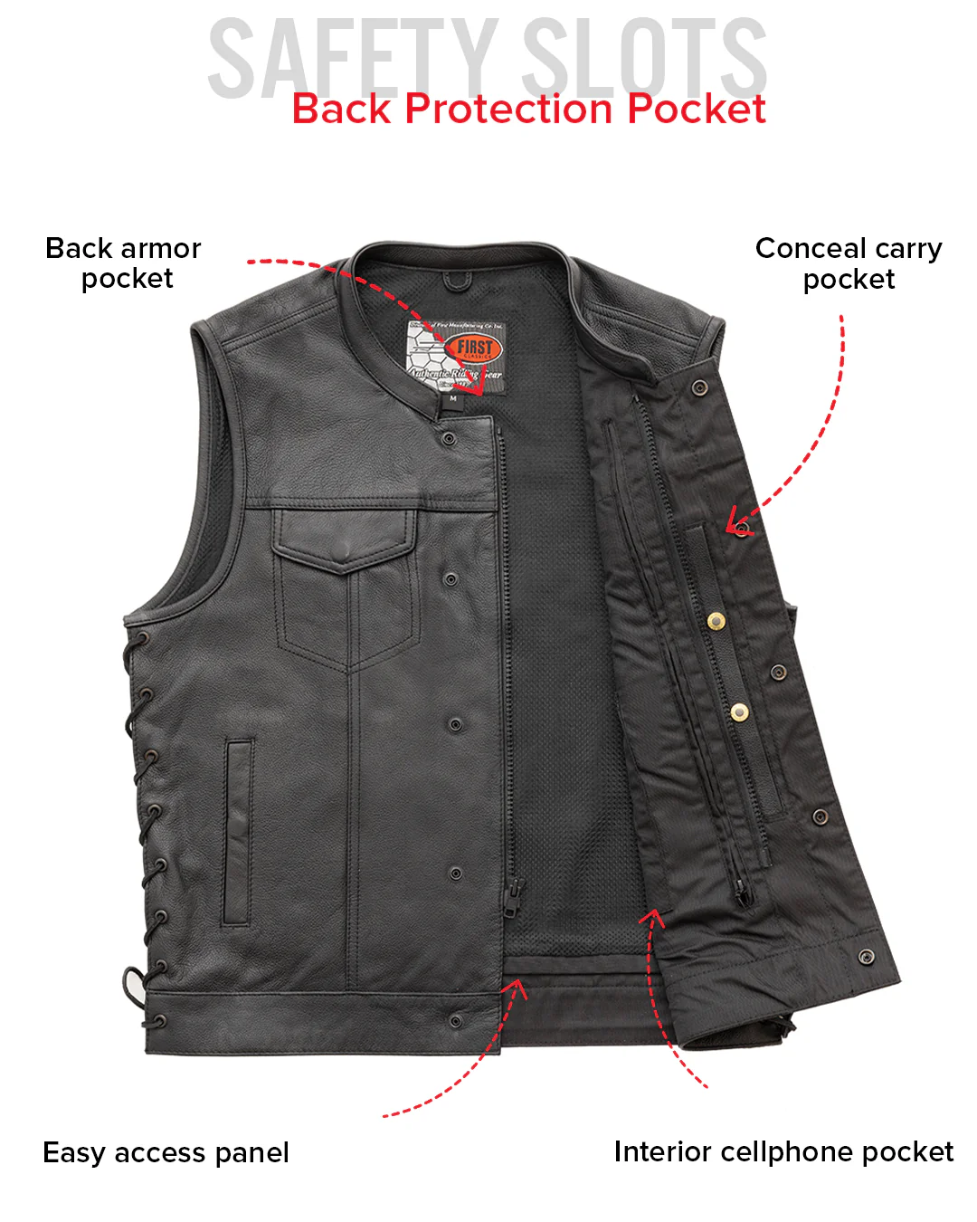 Sniper Men's Motorcycle Leather Vest