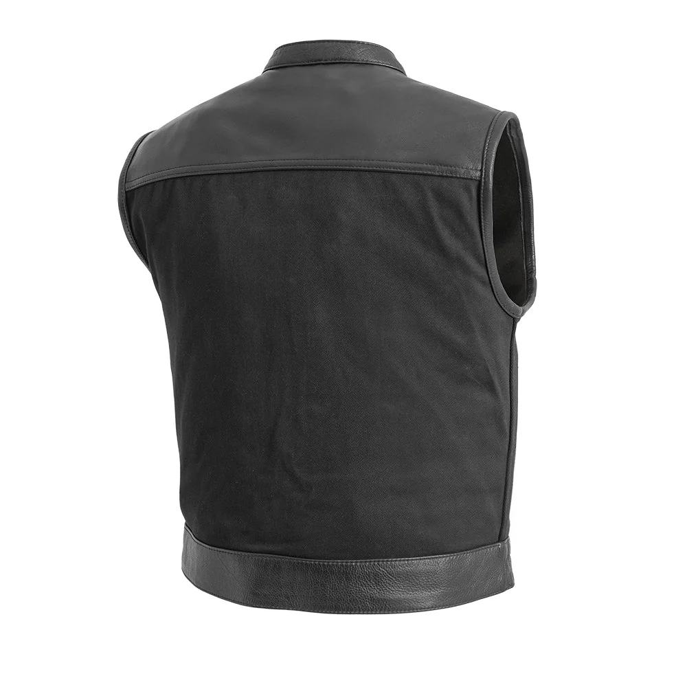 7907-lowrider-men-s-motorcycle-leather-twill-vest-2.webp Lowrider Men's Motorcycle Leather/Twill Vest