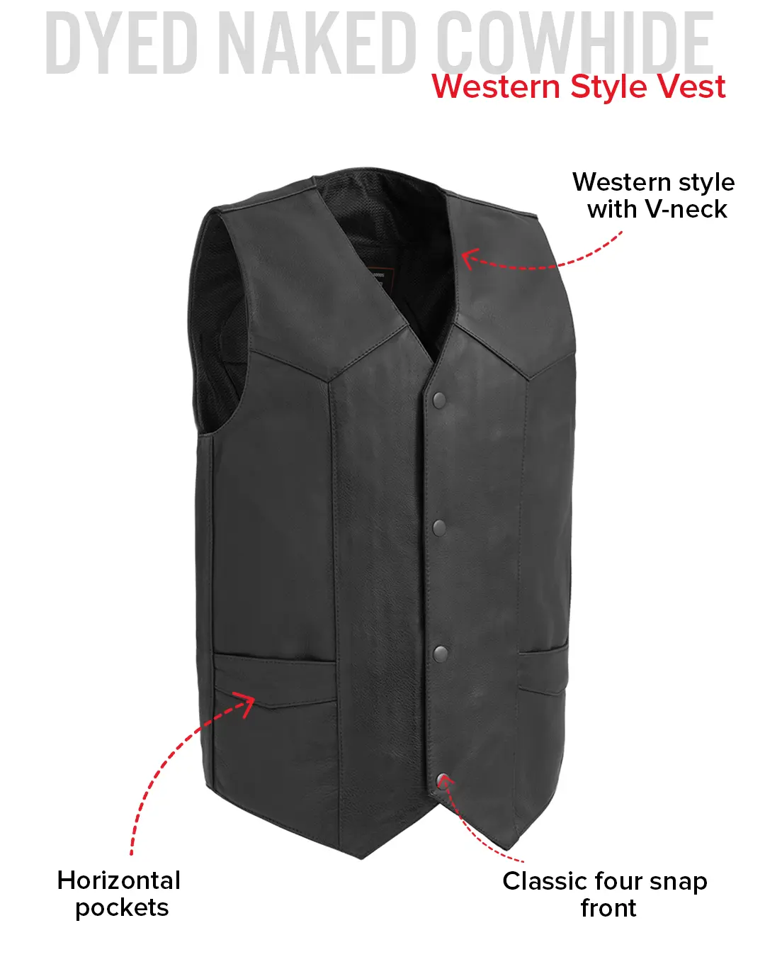 Texan Men's Motorcycle Western Style Leather Vest
